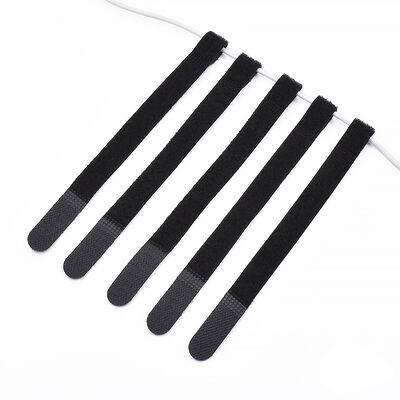 Black Back To Back Hook And Loop P Shaped Hook And Loop Tape For Data Cable And Computer Cable